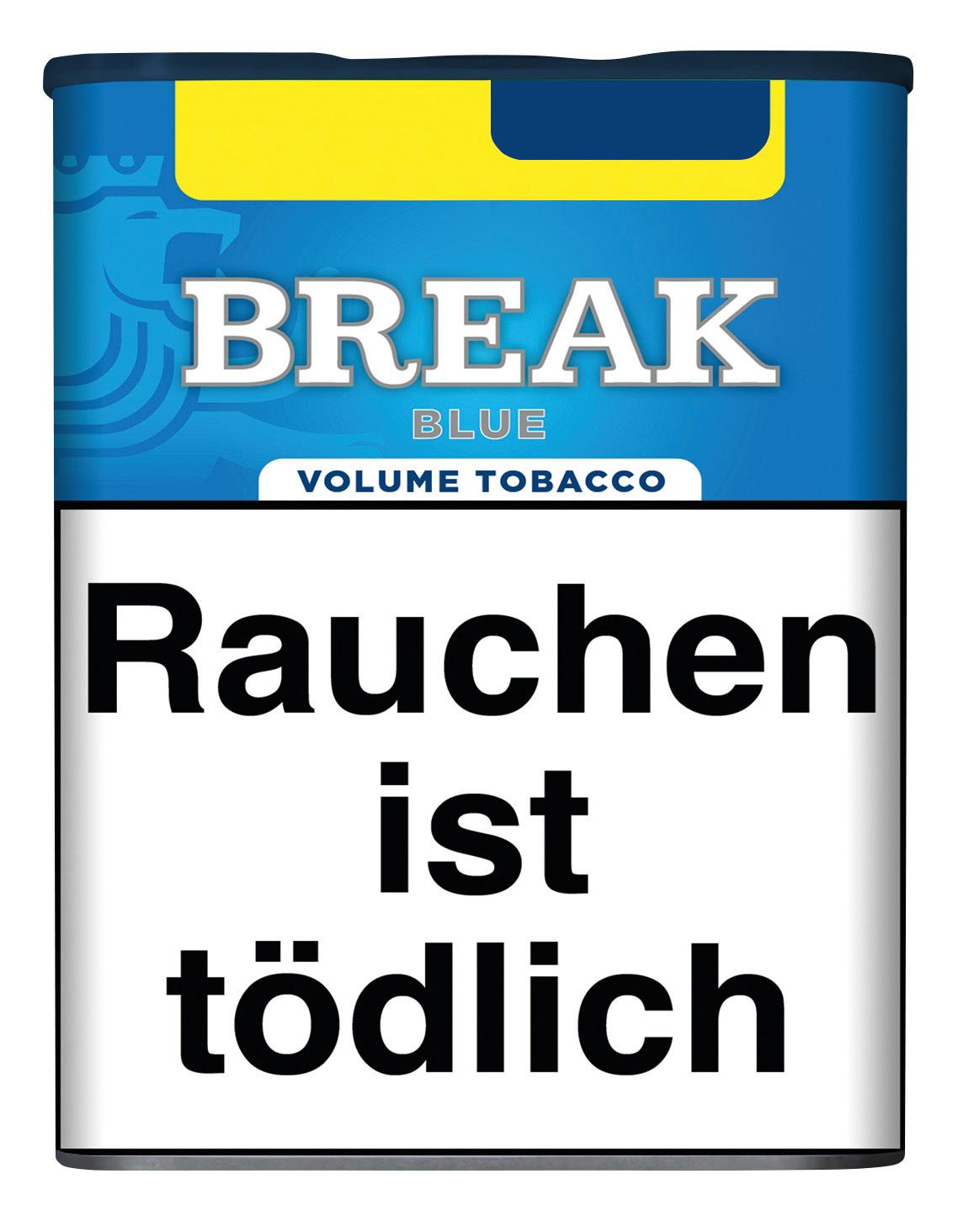 Break Volumentabak Blue in der 55 Gramm Dose, eine American-Blend-Mischung aus Virginia-, Burley- und Orienttabaken für optimales Stopfverhalten.