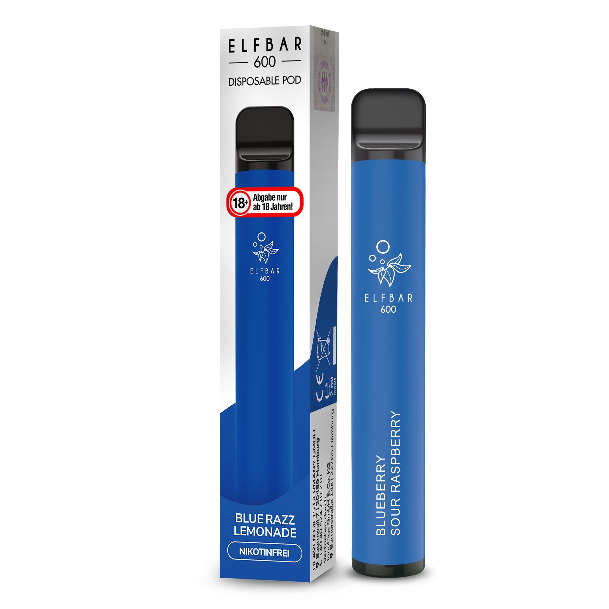 Elfbar 600 Blueberry Sour Raspberry nikotinfrei 1 Packung 1 Stück