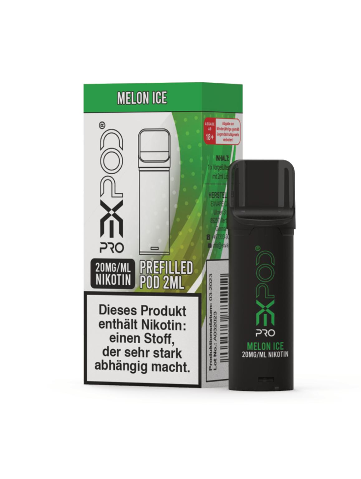 Expod Pro Pod 20mg/ml Vape Pen in Schwarz neben der grünen Packung, 1 Stück.