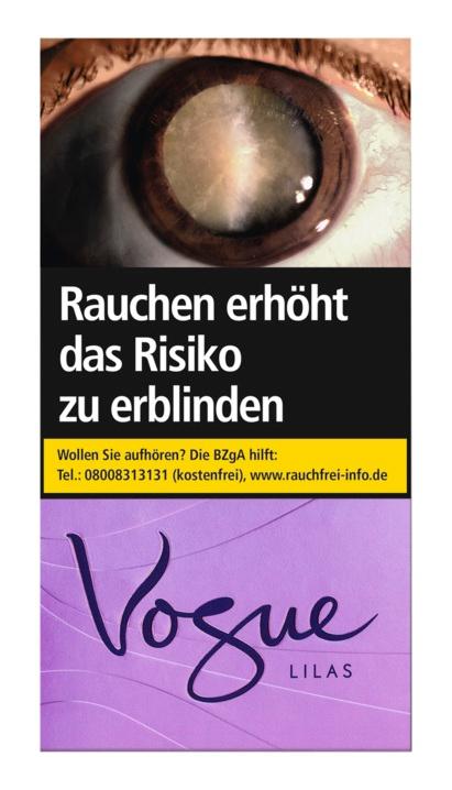 Eine Packung Vogue Zigaretten Lilas Super Slims, Filterzigaretten im Slim Format à 20 Stück.