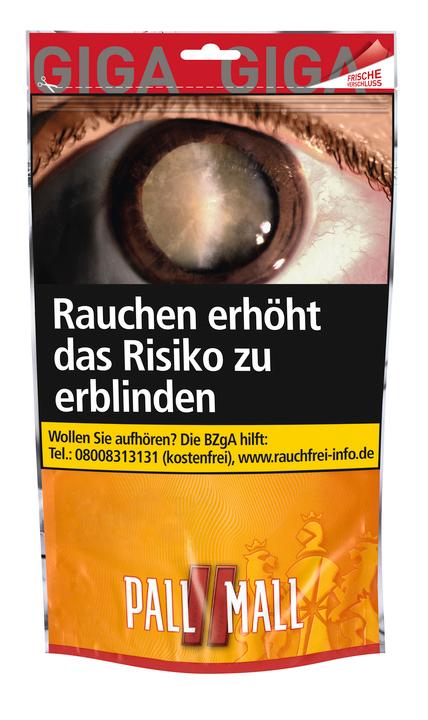 Pall Mall Allround Volumentabak Giga 1 Beutel 100 Gramm Pall Mall Allround Zigarettentabak, mittelkräftiger American Blend Volumentabak zum Stopfen, in orange-gelber 100 Gramm Packung.