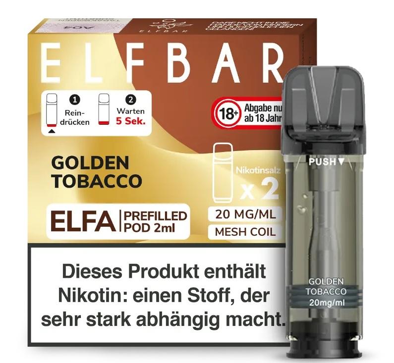 Elfbar ELFA Pod Golden Tobacco 20mg/ml 1 Packung 2 Stück