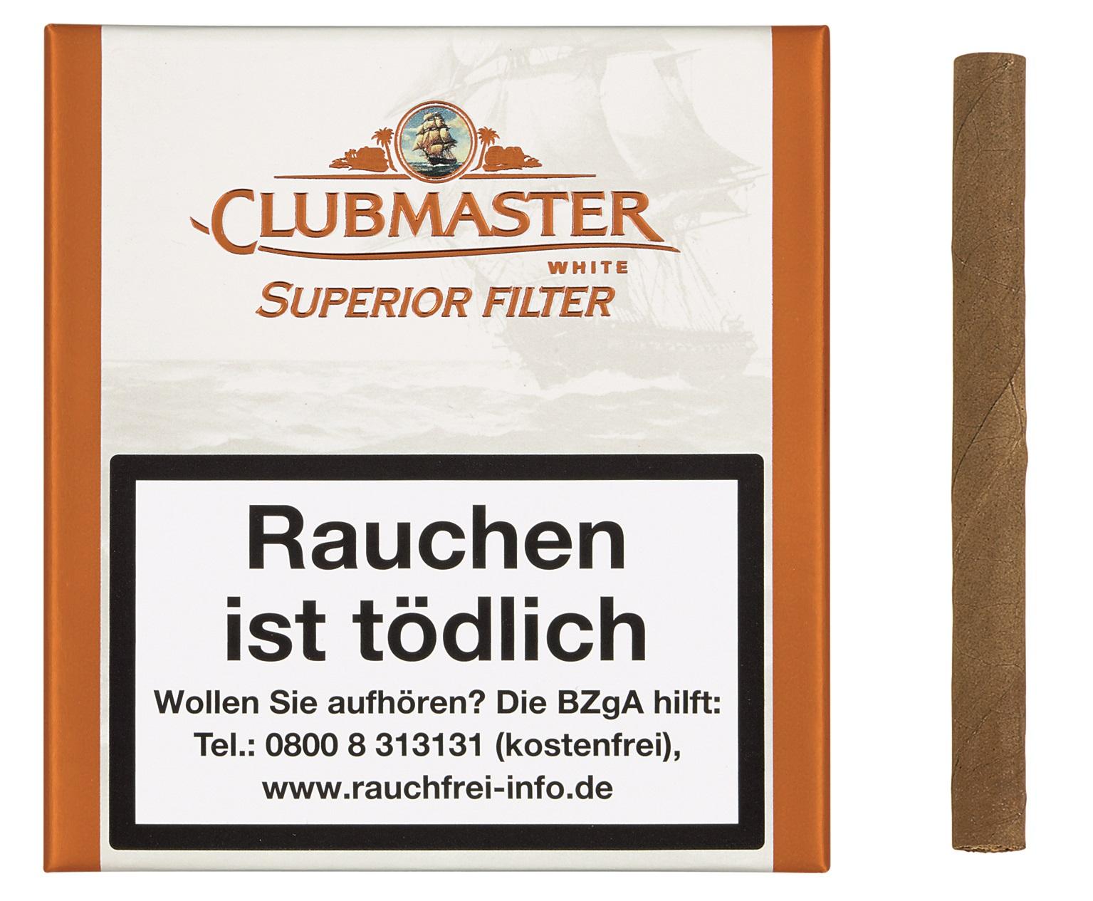 Clubmaster Zigarillos 178 Superior Filter White 1 Stange
