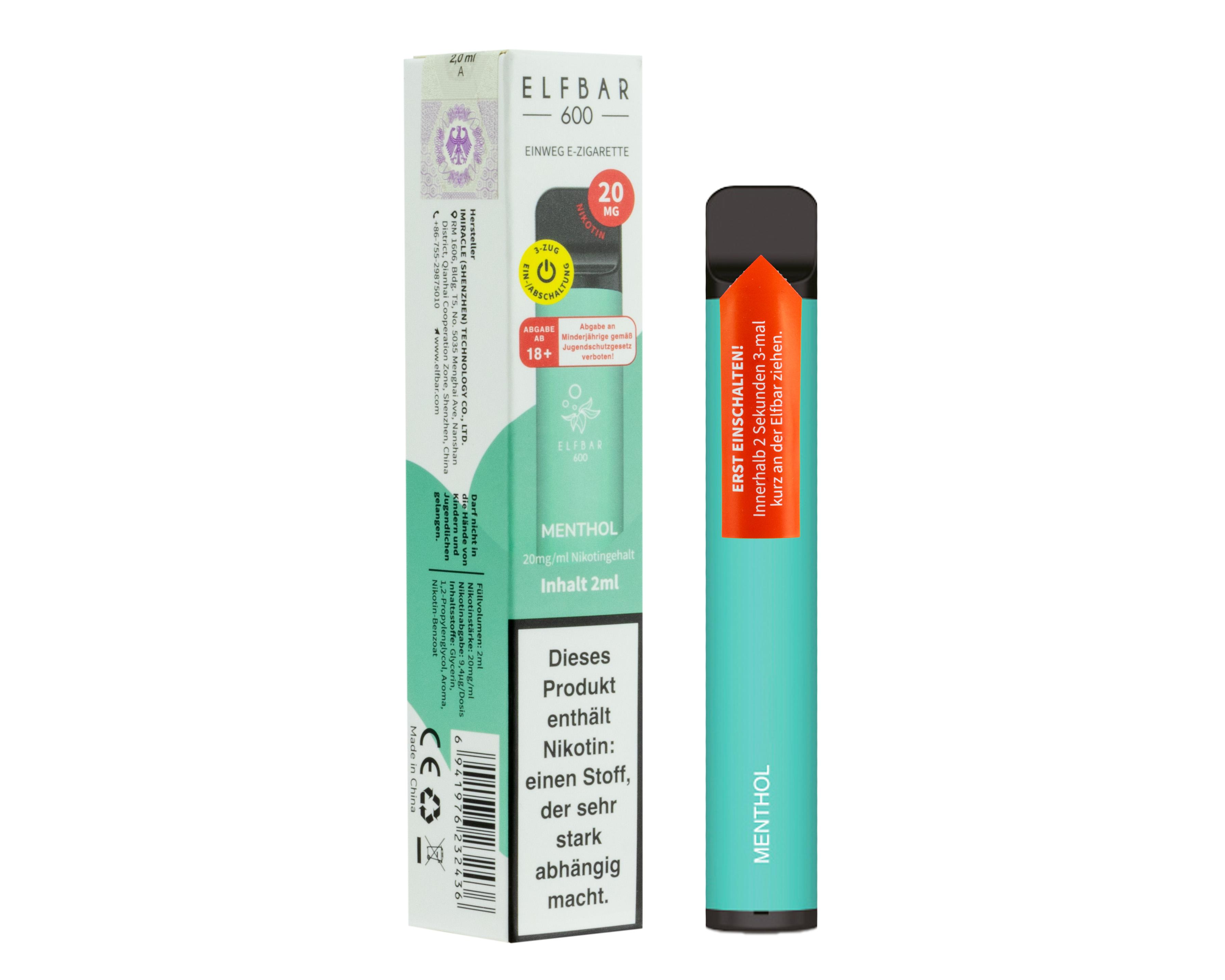 Elfbar 600 Menthol 20mg 1 Packung 1 Stück