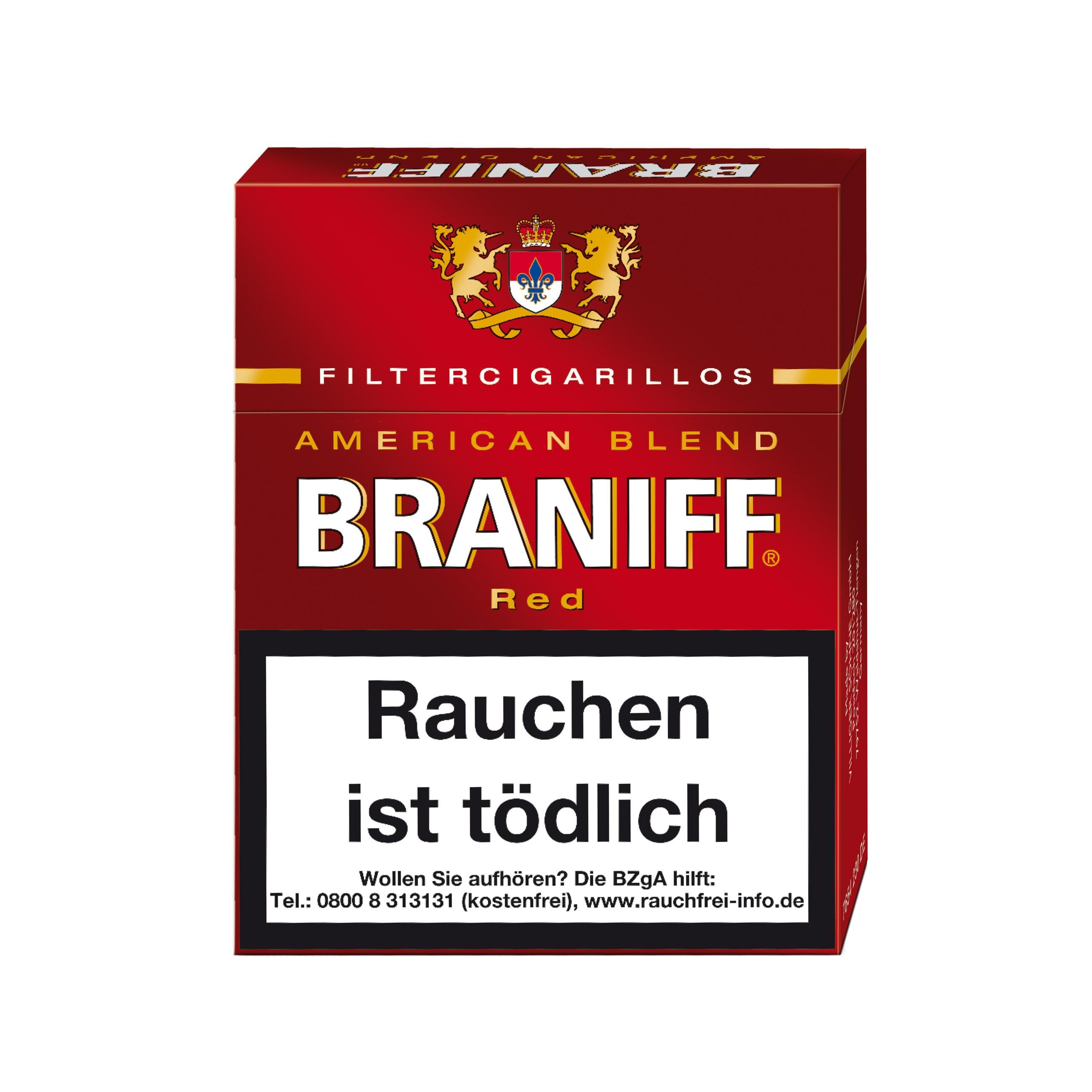 Braniff Red Zigarillos Naturdeckblatt 1 Stange