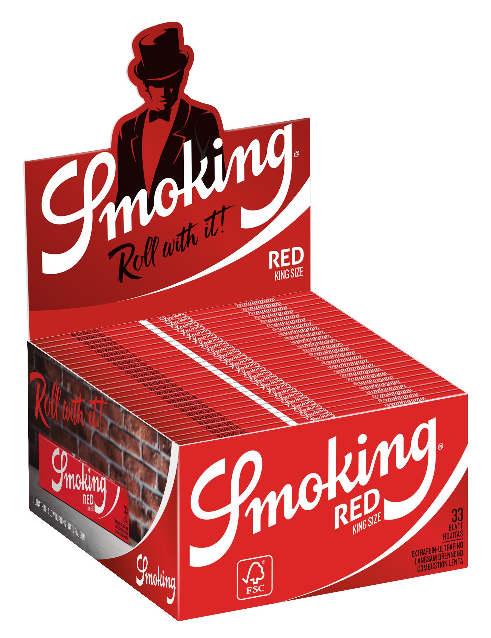 Smoking Zigarettenpapier Red King Size 1 Stange 50x33 Stück