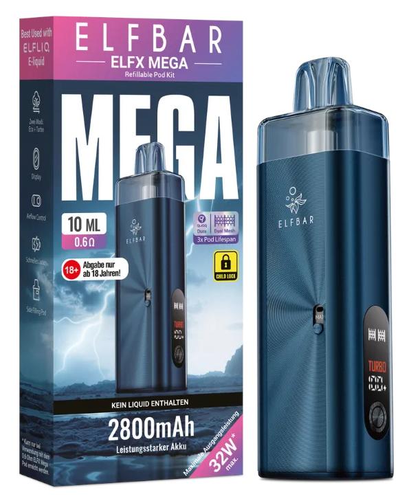 Elfbar Elfx Mega Dunkelblau 1 Packung 1 Stück