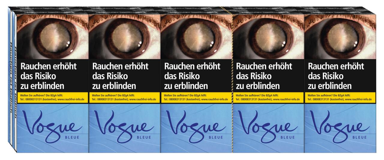 Eine Stange Zigaretten der Marke Vogue Bleue mit 10 Packungen