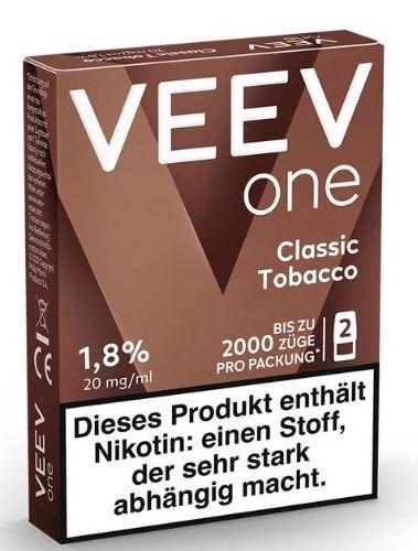 Eine Packung VEEV One Pod Classic Tobacco von VEEV mit 2 Stück.