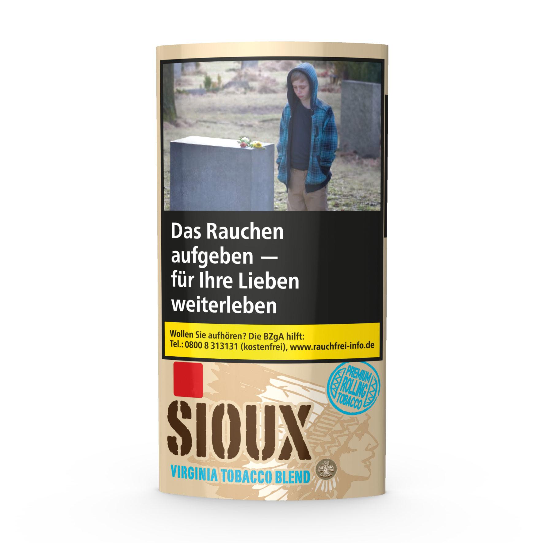 Sioux Virginia Blue Zigarettentabak als Virginia Blend Feinschnitt im Gebinde mit 5 Pouches á 30 Gramm.
