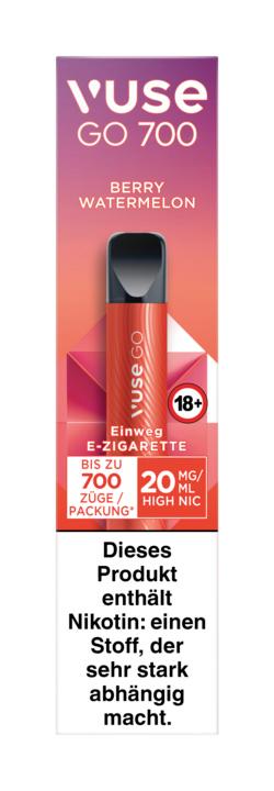 Rote Vuse GO 700 E-Zigarette (1 Stück) von Vuse in rot-weißer Verpackung mit schwarzer Kappe.