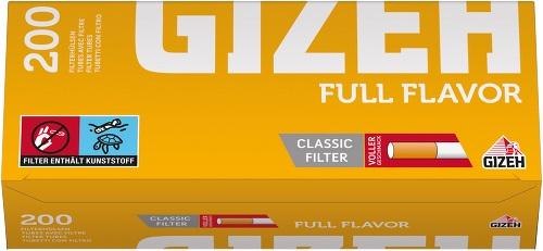 Stange Gizeh Classic Filter Hülsen, gelbe Box mit 200 Stück, enthält 5 Packungen.