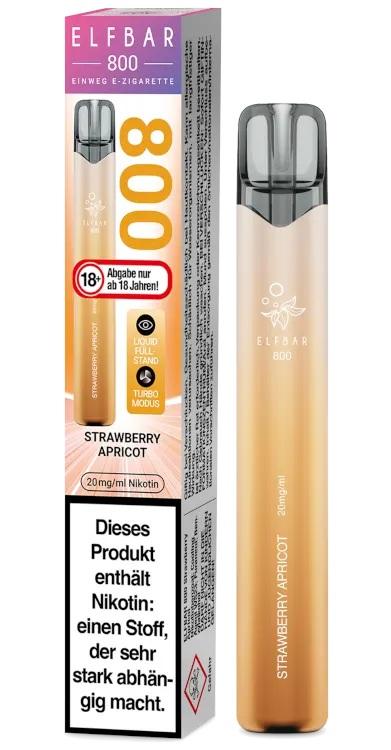 Elf Bar 800 Einweg E-Zigarette in hellem Orange/Peach Farbe, verpackt als 1 Stück mit 20mg Nikotin.