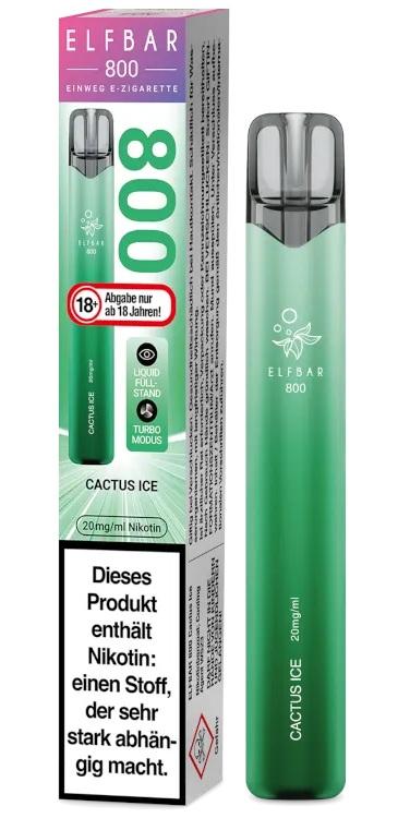Grüne ELF Bar 800 von Elf Bar in violetter und grüner Verpackung mit ca. 800 Zügen und 20mg Nikotin in einer Packung.
