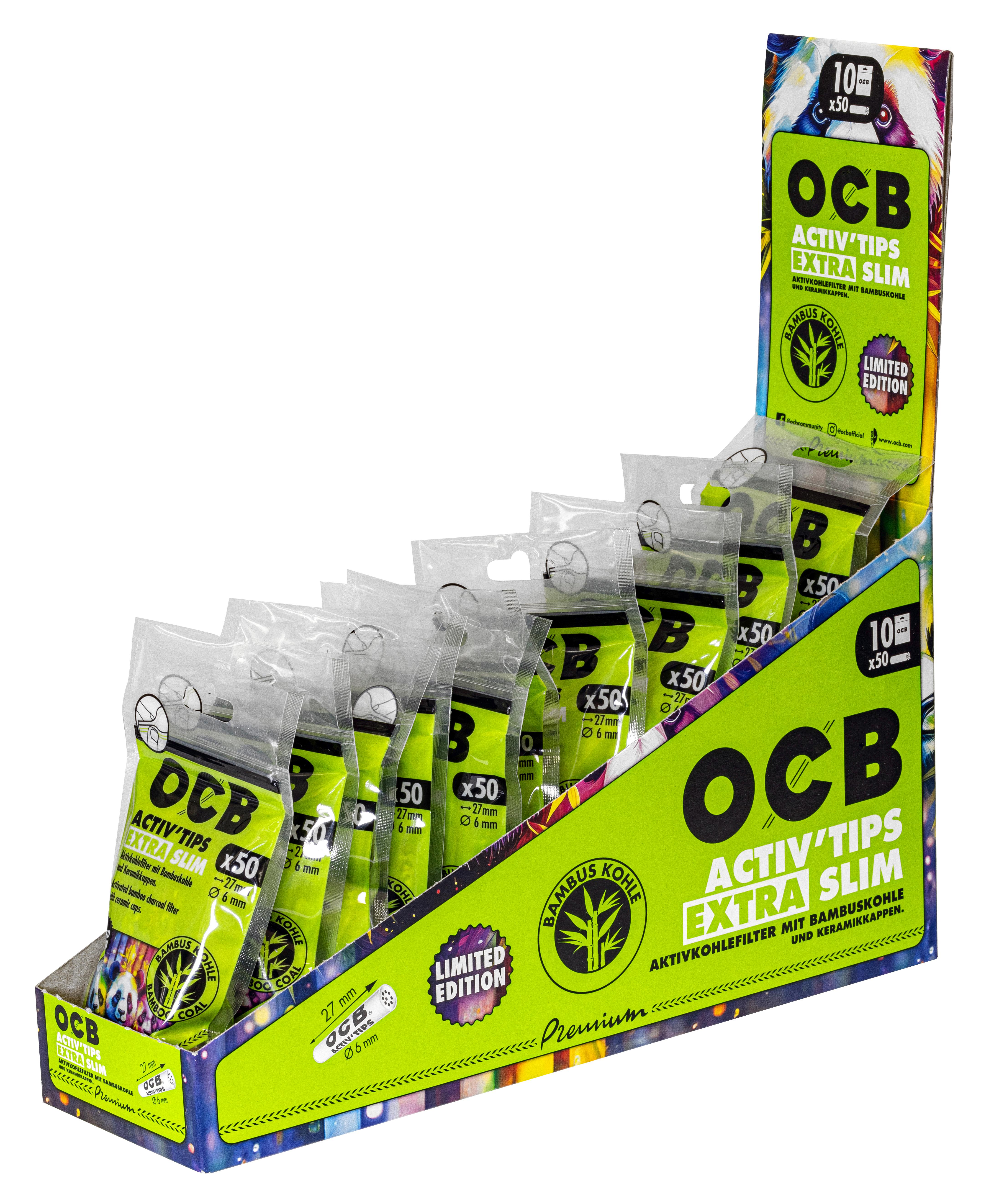 OCB Activ Tips Extra Slim Bamboo 1 Gebinde 10x50 Stück