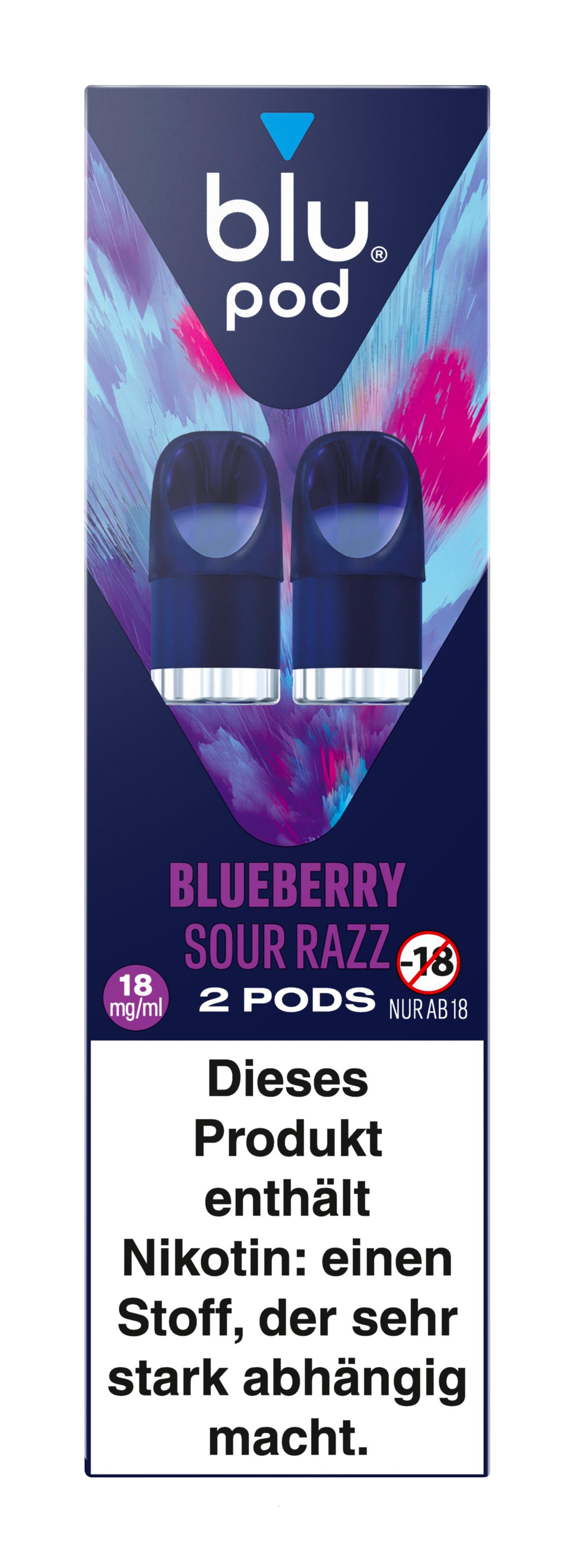 blu Pod Blueberry Sour Razz 18mg 1 Packung 2 Stück