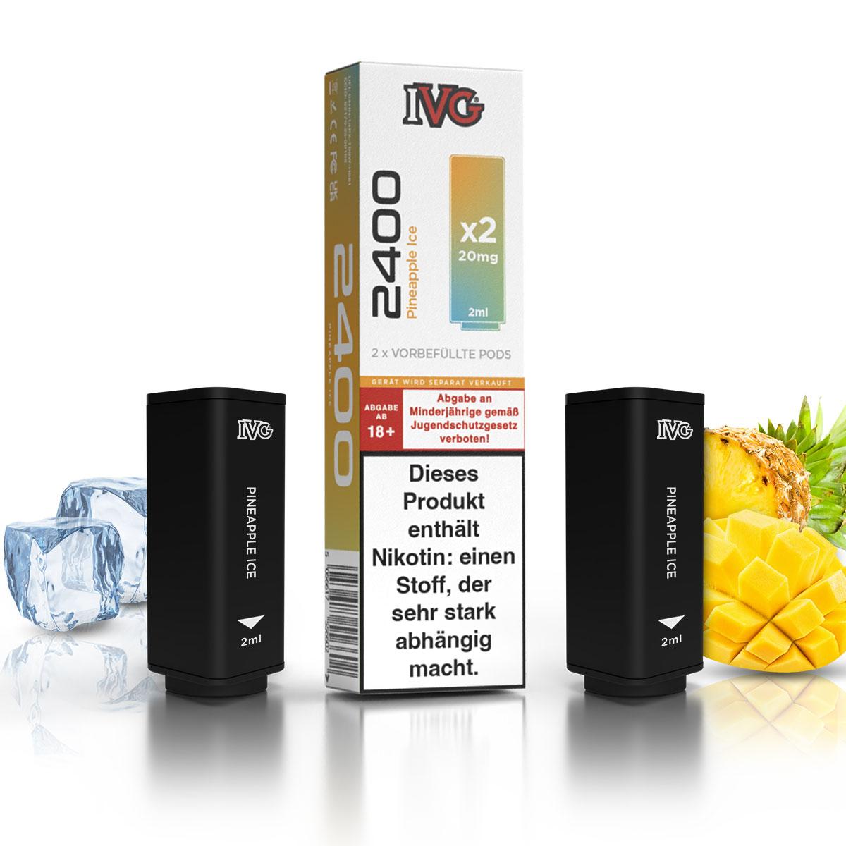 Zwei schwarze IVG 2400 Pods für das IVG 2400 Basisgerät in der Verpackungseinheit von 2 Stück inklusive Produktkarton.