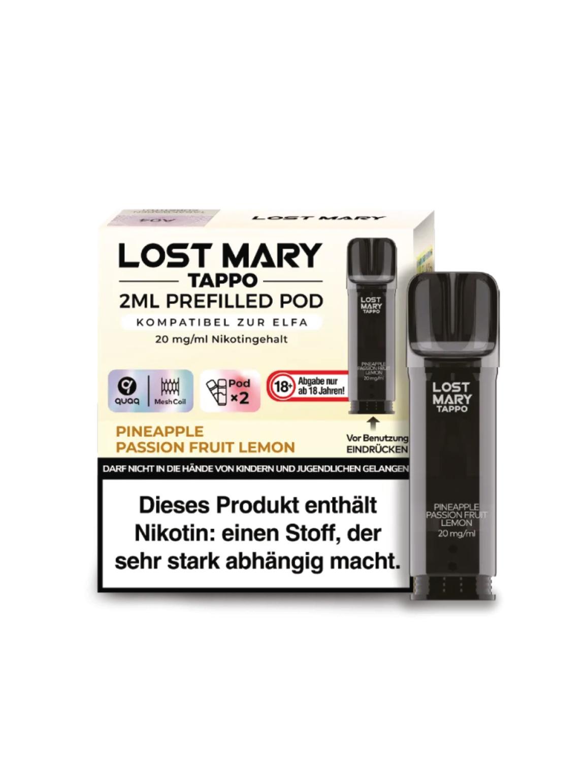 Lost Mary TAPPO Pods Pineapple Passion Fruit Lemon 1 Packung 2 Stück