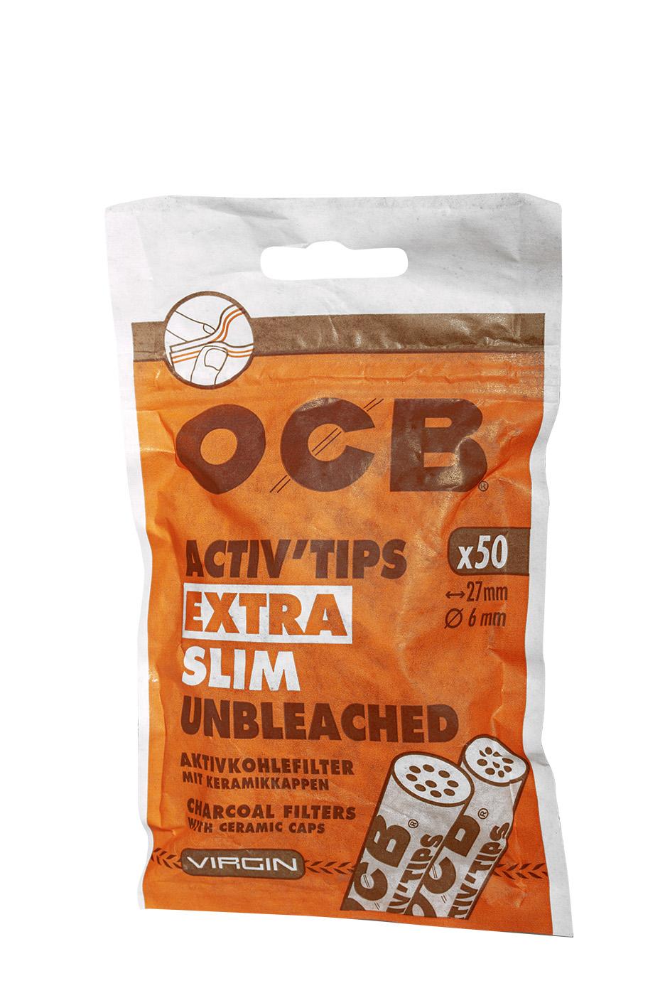 OCB Activ Tips Extra Slim Unbleached 1 Packung 50 Stück