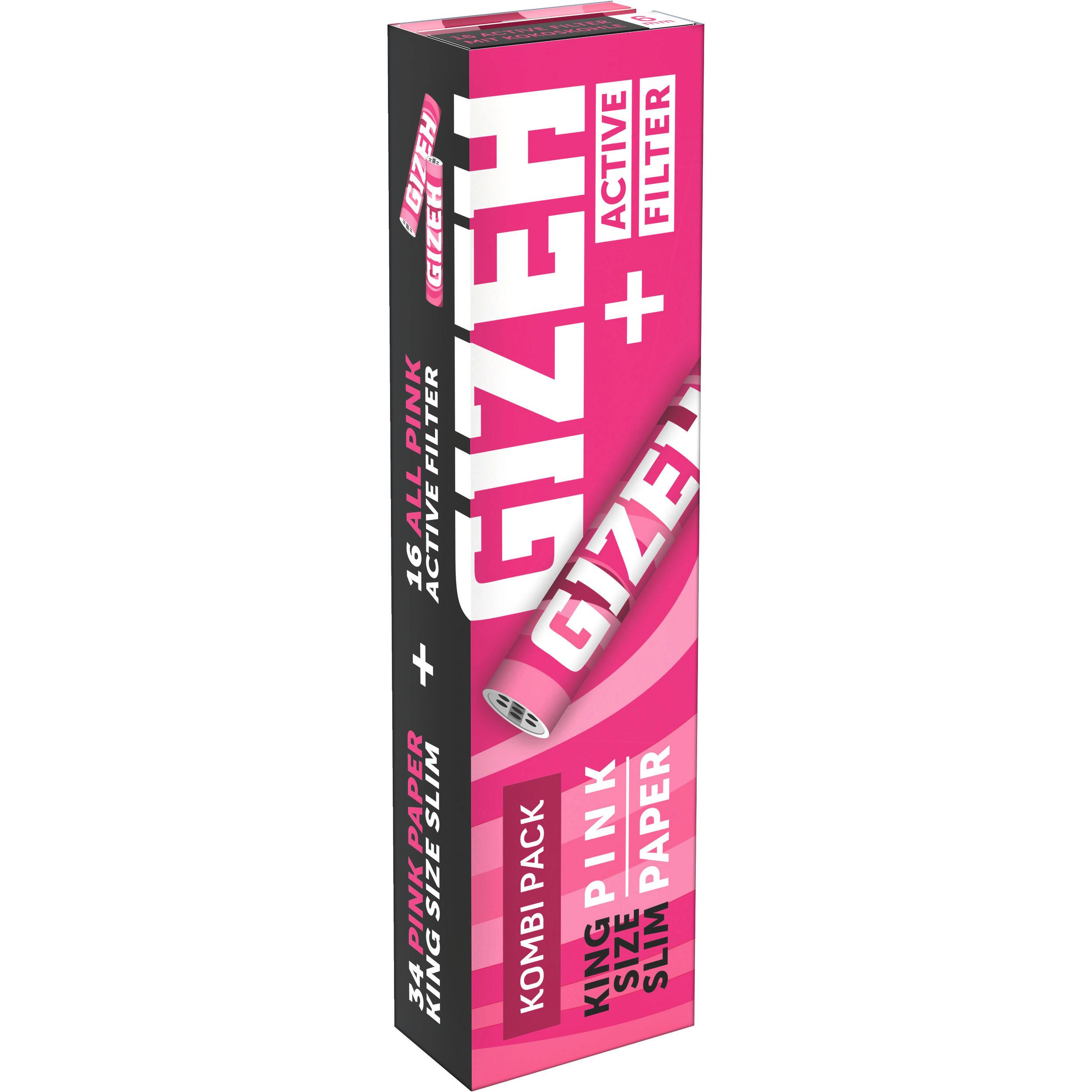 Gizeh Pink King Size Slim + Active Filter 1 Packung 34 Stück