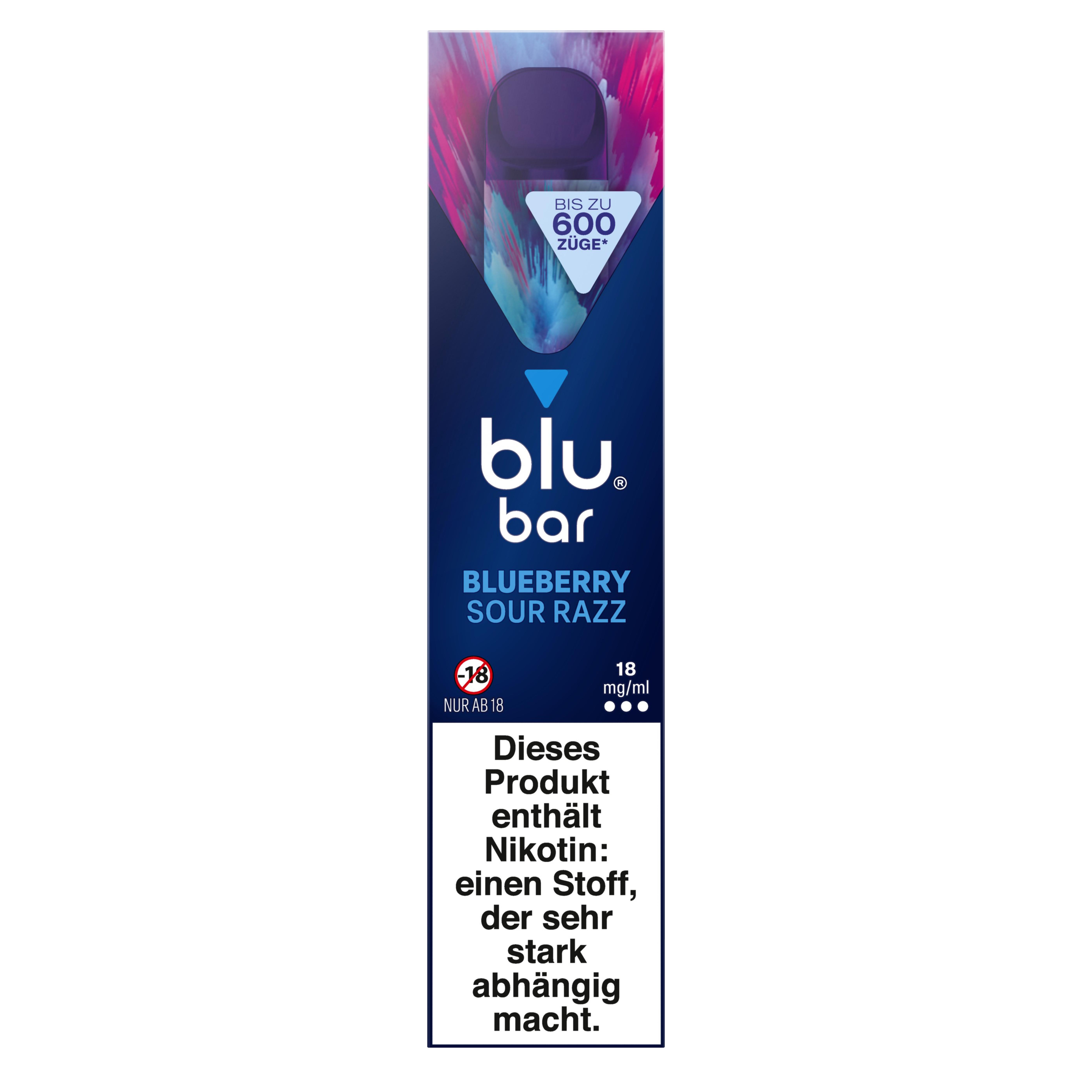 blu bar Blueberry Sour Razz 18 mg 1 Packung