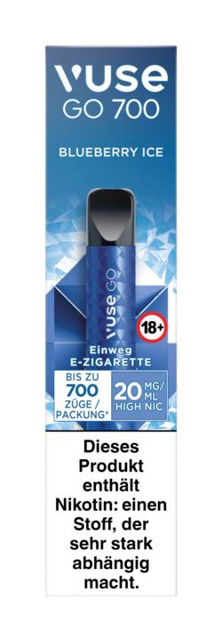 Schwarzer Vuse GO 1000 Vape Stick von Vuse in blauer Verpackung für bis zu 1000 Züge, 1 Packung.
