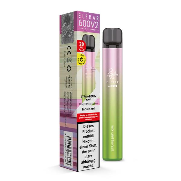 Elfbar 600 V2 Einweg E-Zigarette von Elf Bar, 1 Stück, mit 2ml Liquid, 20mg/ml Nikotin und bis zu 600 Zügen.