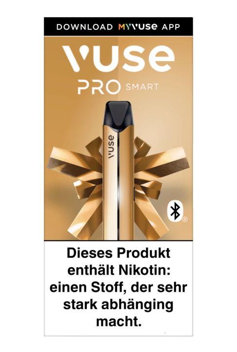 Goldfarbenes Vuse ePod 2 Device Kit E-Zigarette von Vuse mit Zugautomatik und schlankem Design, 1 Stück.