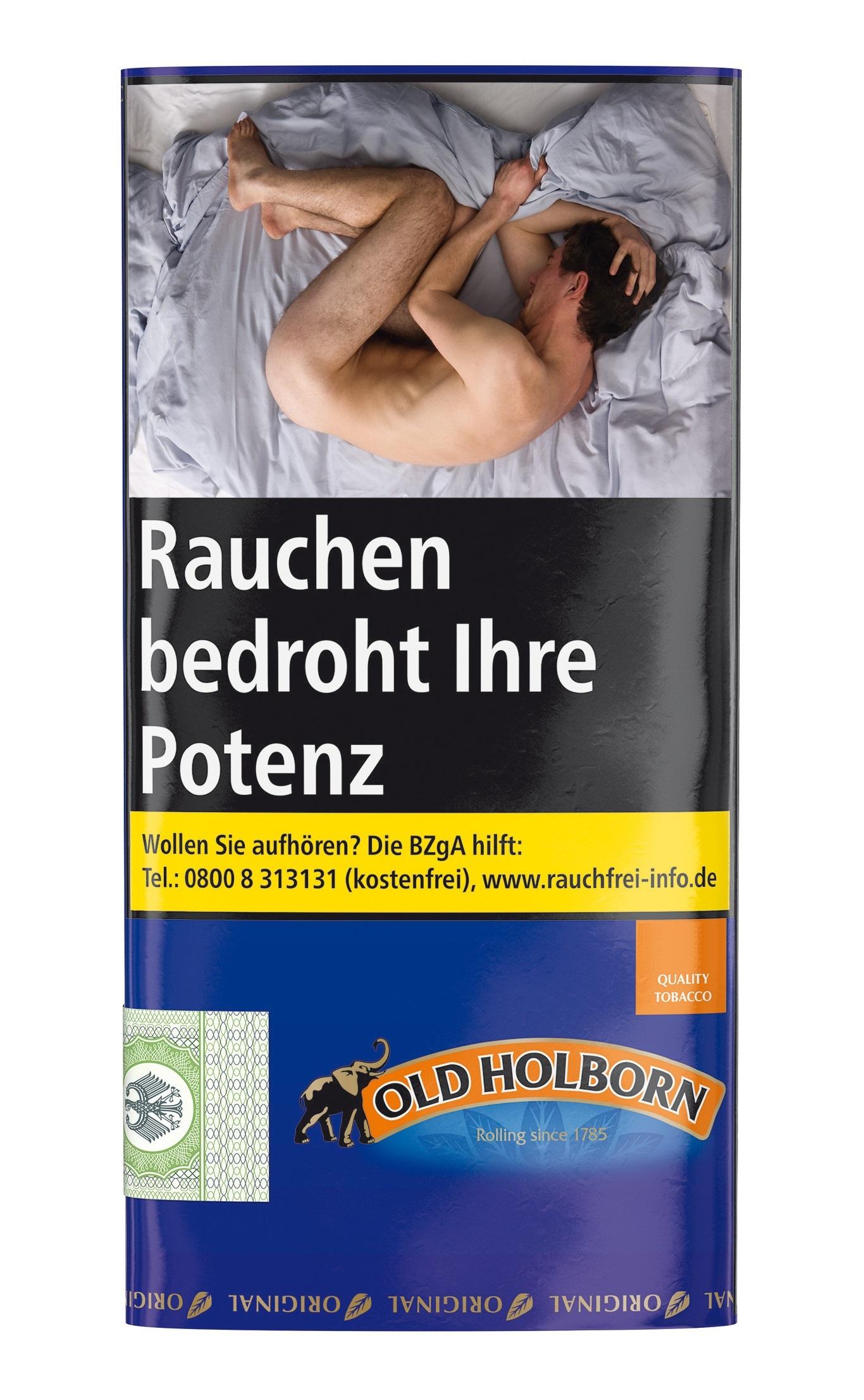 Old Holborn Blue Zigarettentabak, 1 Gebinde mit 10 Pouches á 30 Gramm in blauer Packung.