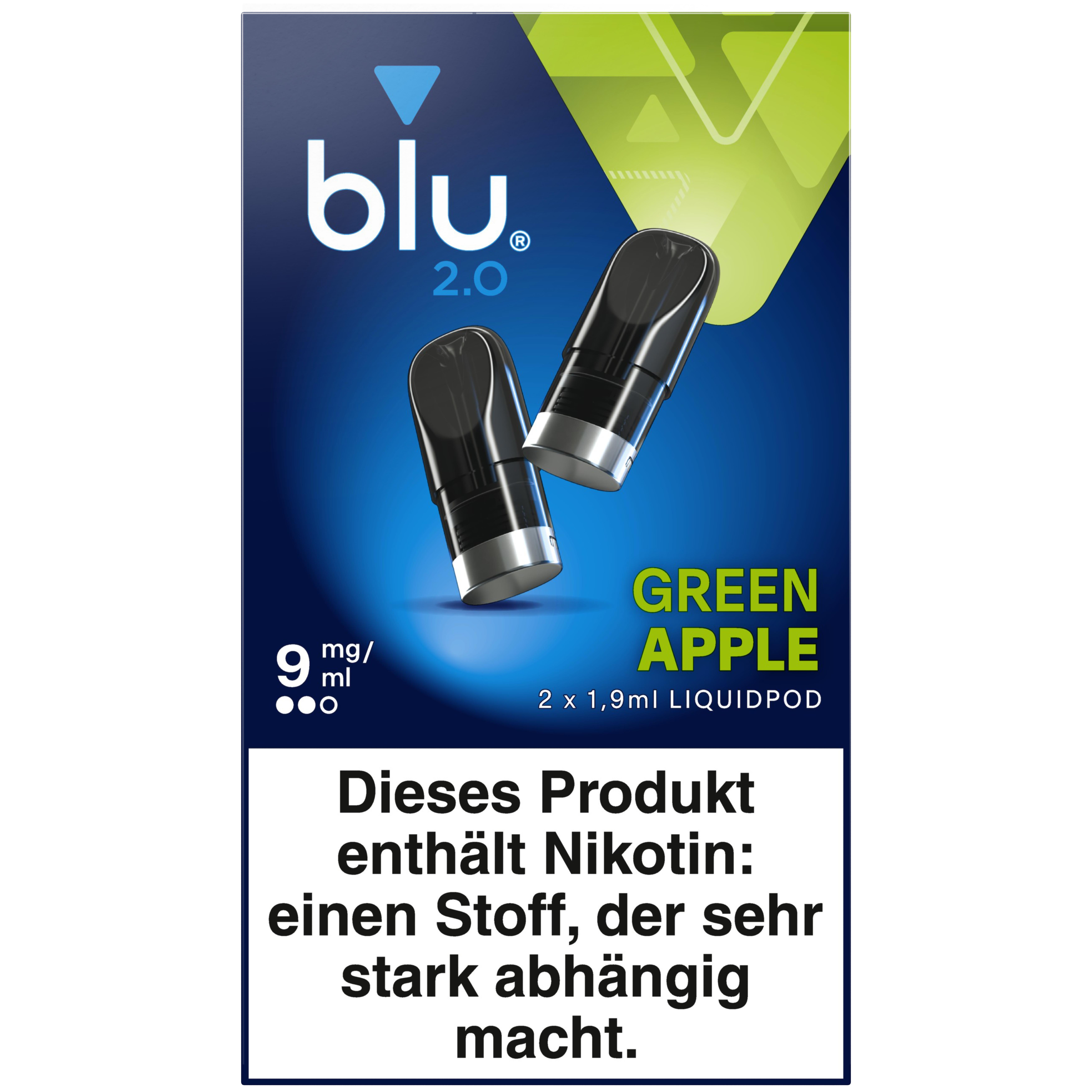 blu 2.0 Liquipod Green Apple 9mg 1 Packung