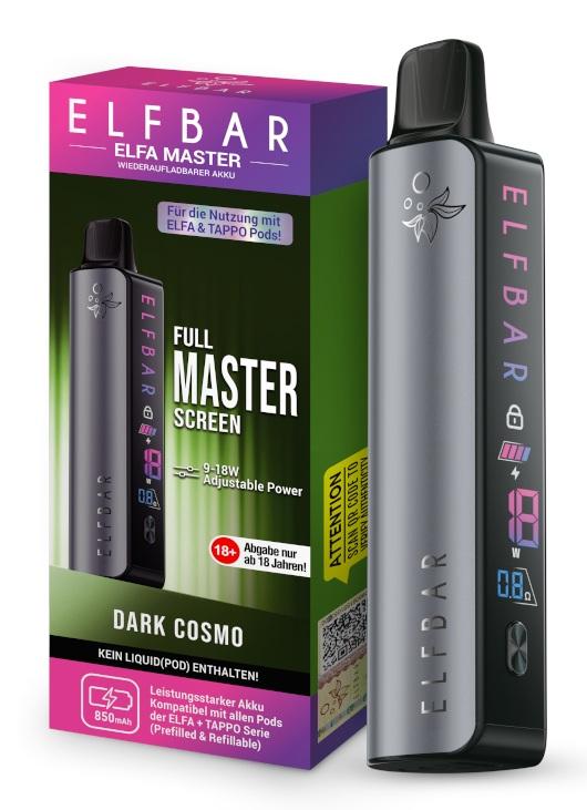 Elfa Master Akku Dark Cosmo von ELFA by Elfbar, Pod-System mit 850 mAh Akku, Farbdisplay und einstellbarer Leistung, 1 Packung.