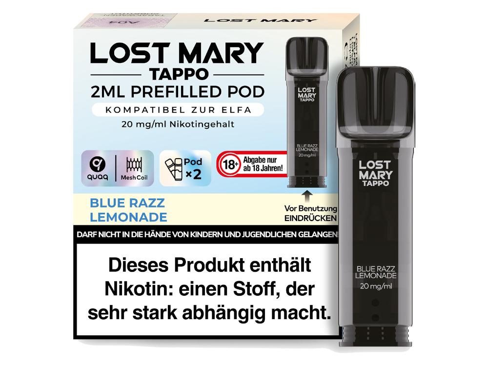 Lost Mary TAPPO Pods Blue Razz Lemonade 1 Packung 2 Stück