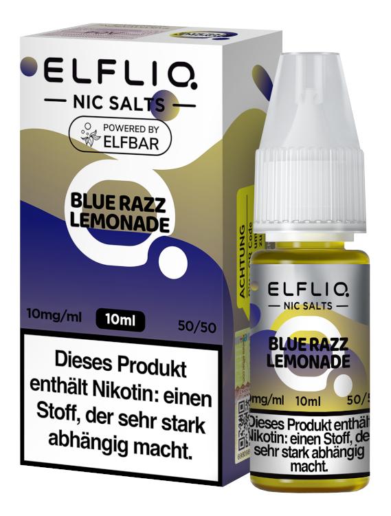 ELFLIQ Nikotinsalz-Liquid von Elfbar, 10 mg/ml Nikotinstärke, 10 ml Flasche in Faltschachtel mit weißem Verschluss, 1 Stück.