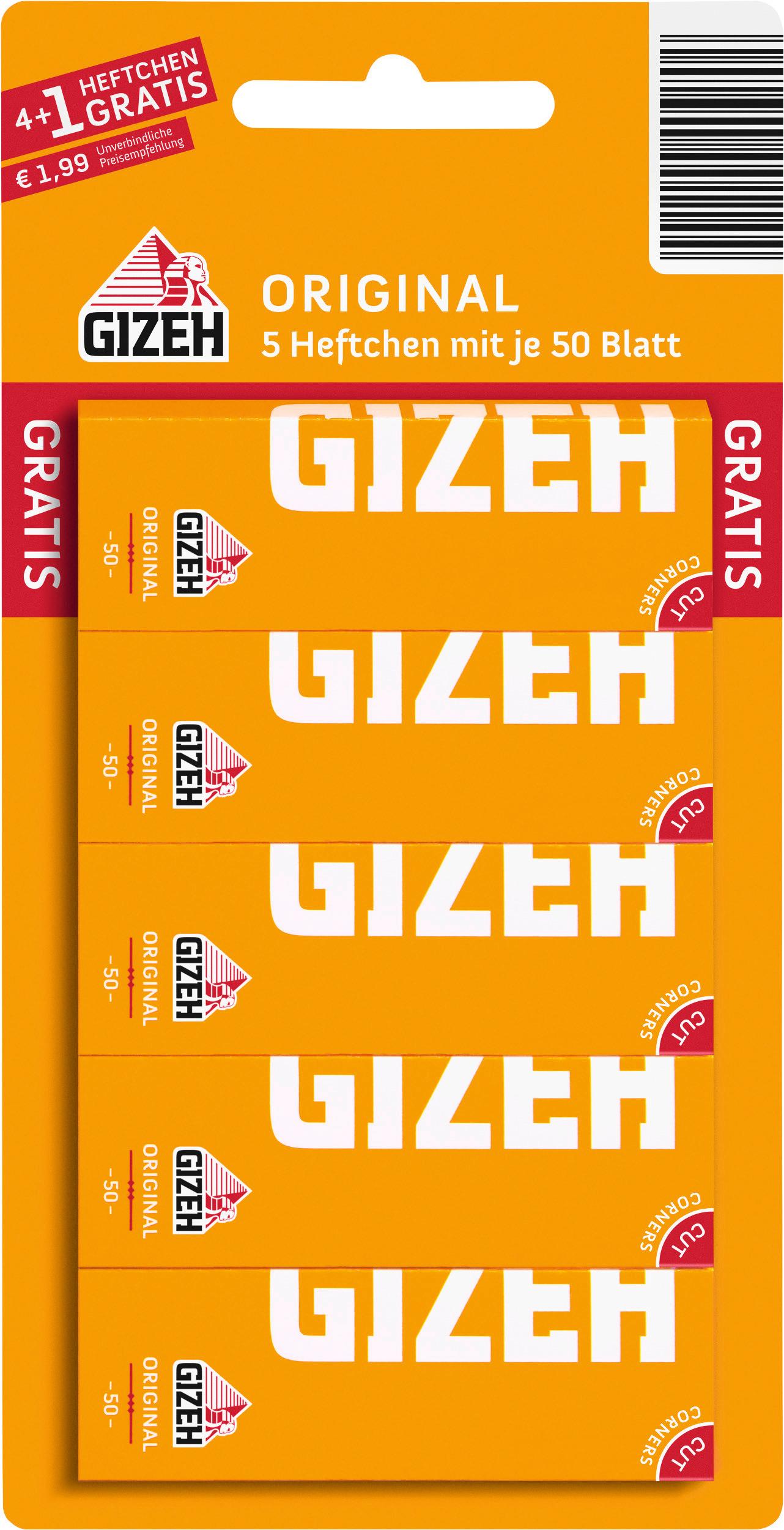 Gizeh Original Blisterkarte Zigarettenpapier 1 Stange