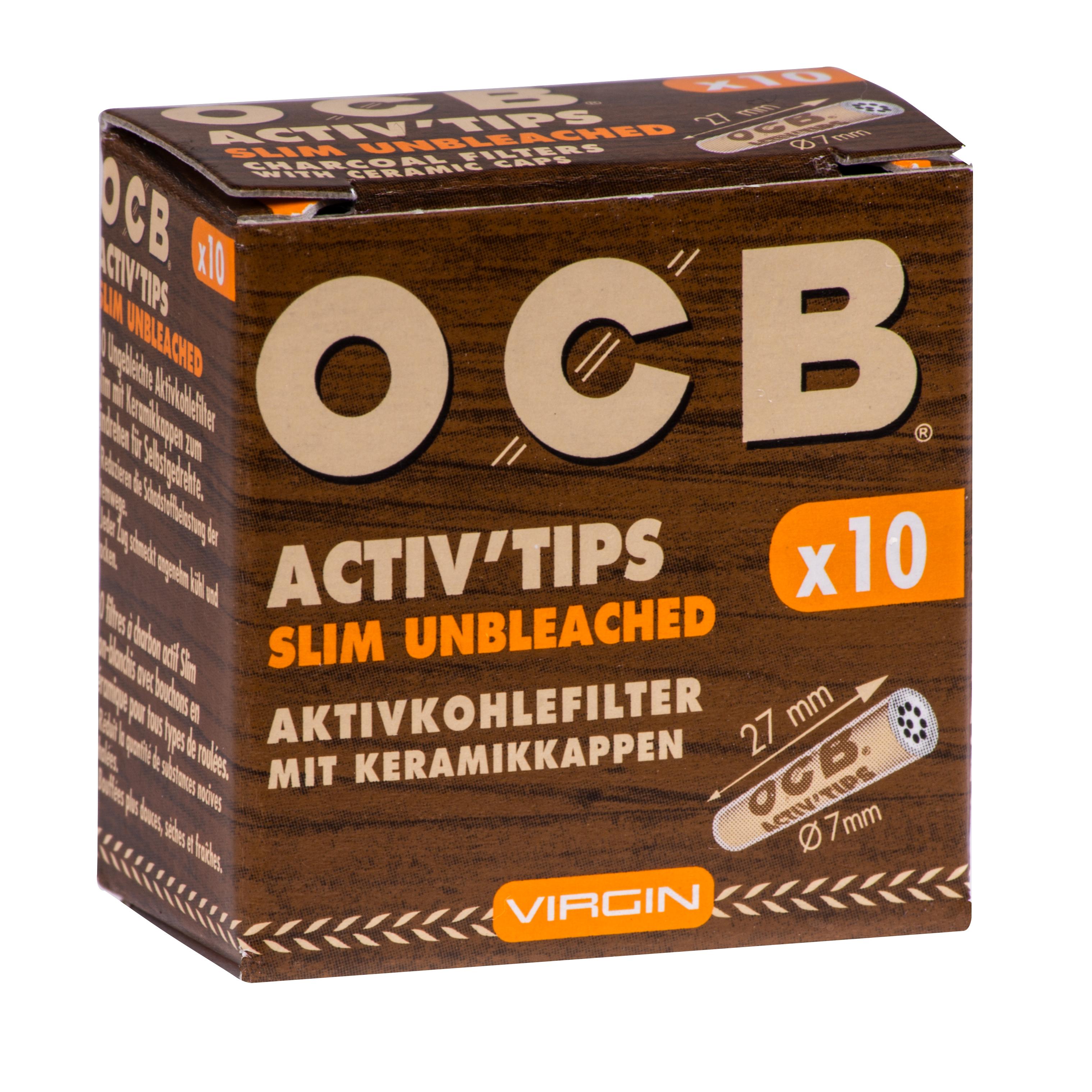 OCB Activ Tips Slim Unbleached 7 mm 1 Packung 10 Stück
