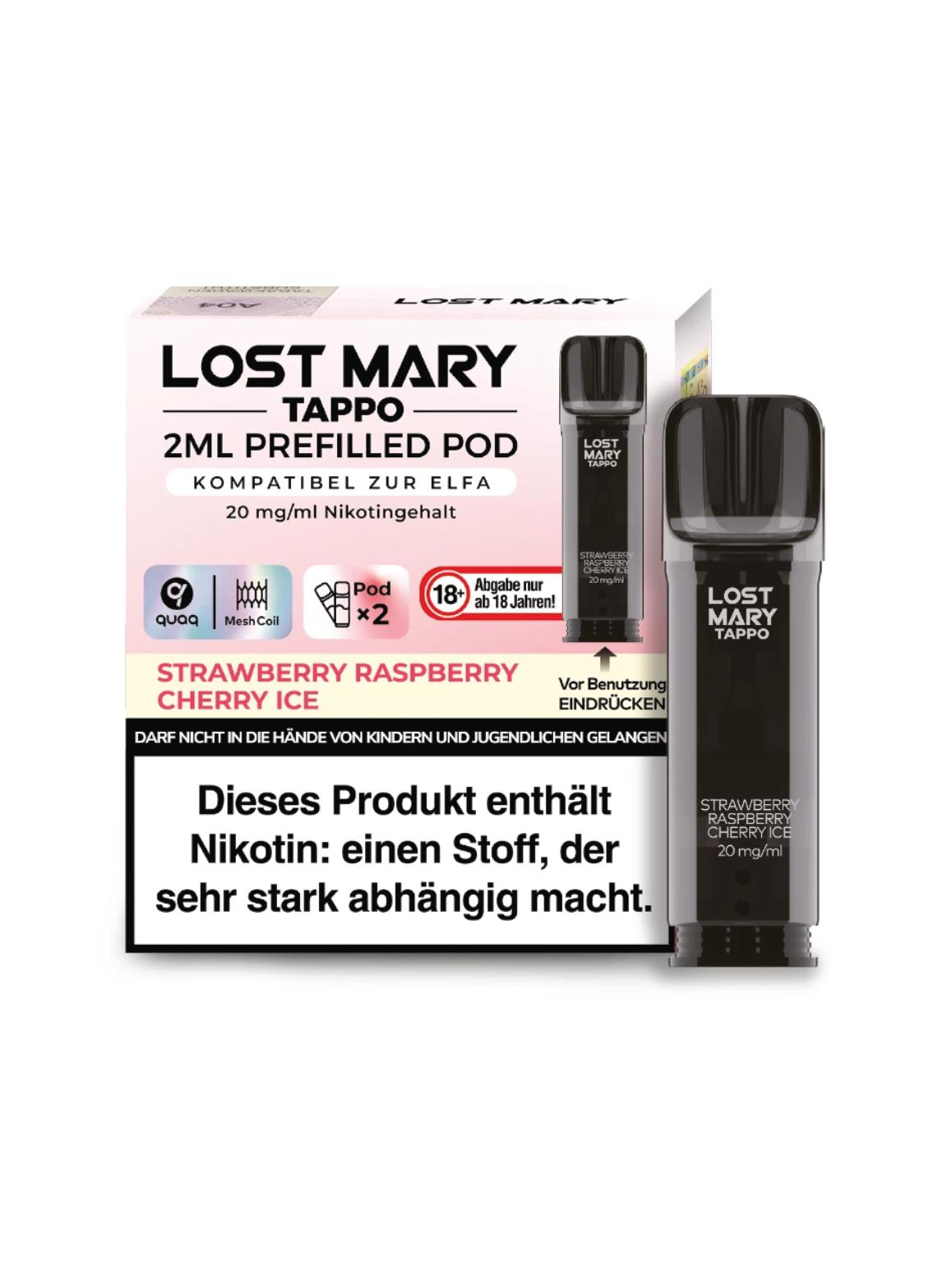 Lost Mary TAPPO Pods Strawberry Rasp Cherry Ice  1 Packung 2 Stück
