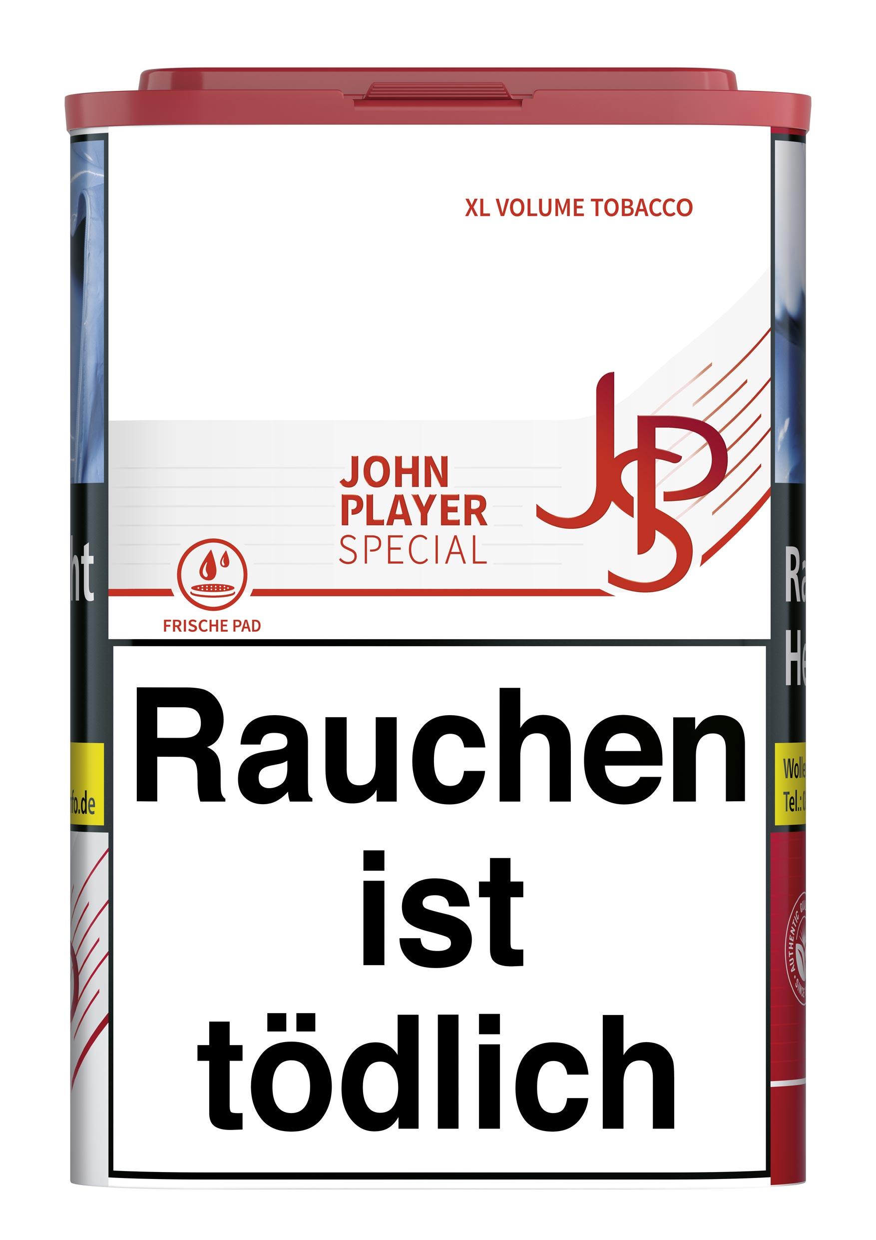 JPS Red Volumentabak XL in einer 56 Gramm Dose mit weiß-rotem Verpackungsdesign und gesetzlichem Warnhinweis.