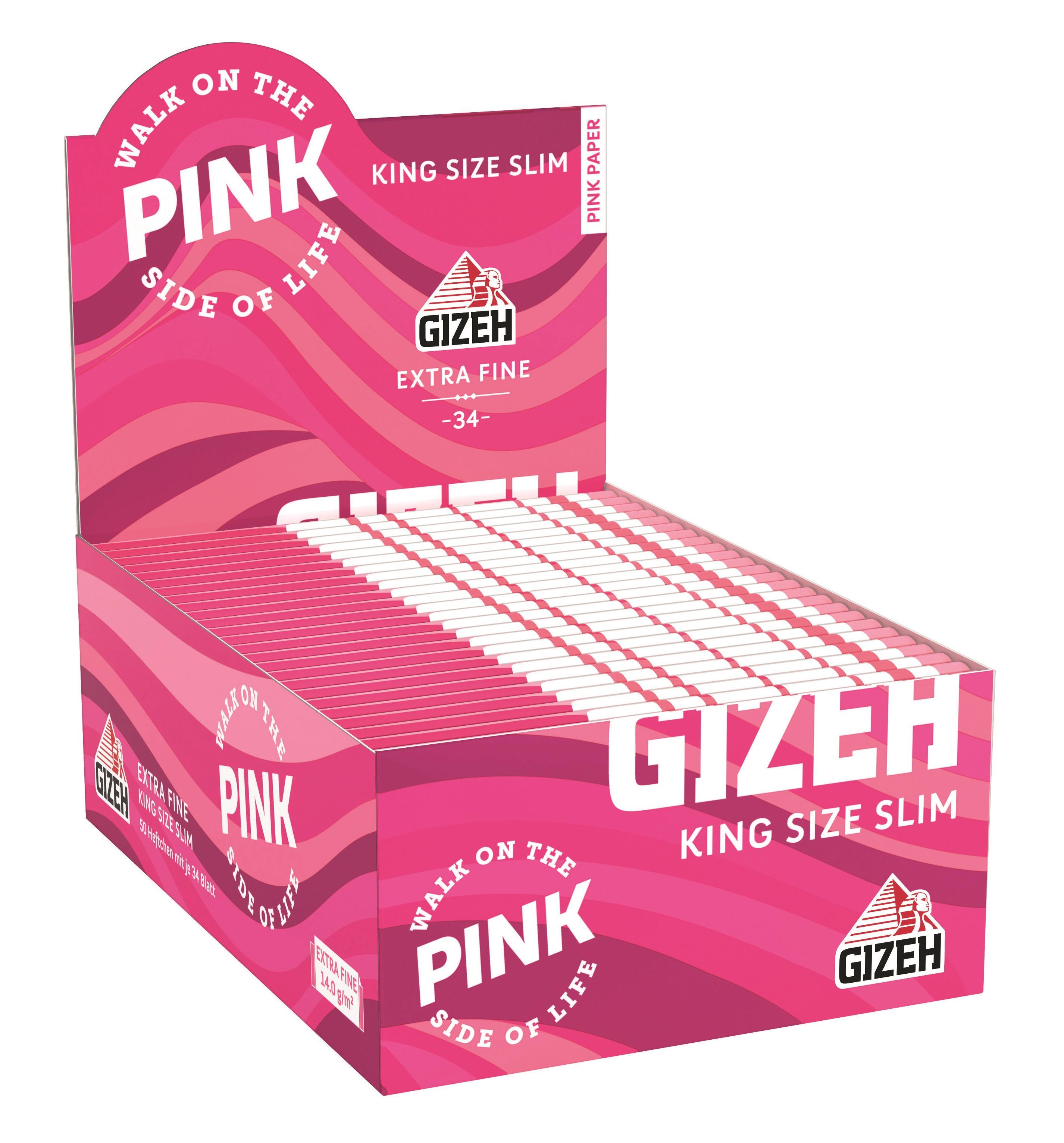 Gizeh All Pink King Size Slim Zigarettenpapier 1 Gebinde 50x34 Stück