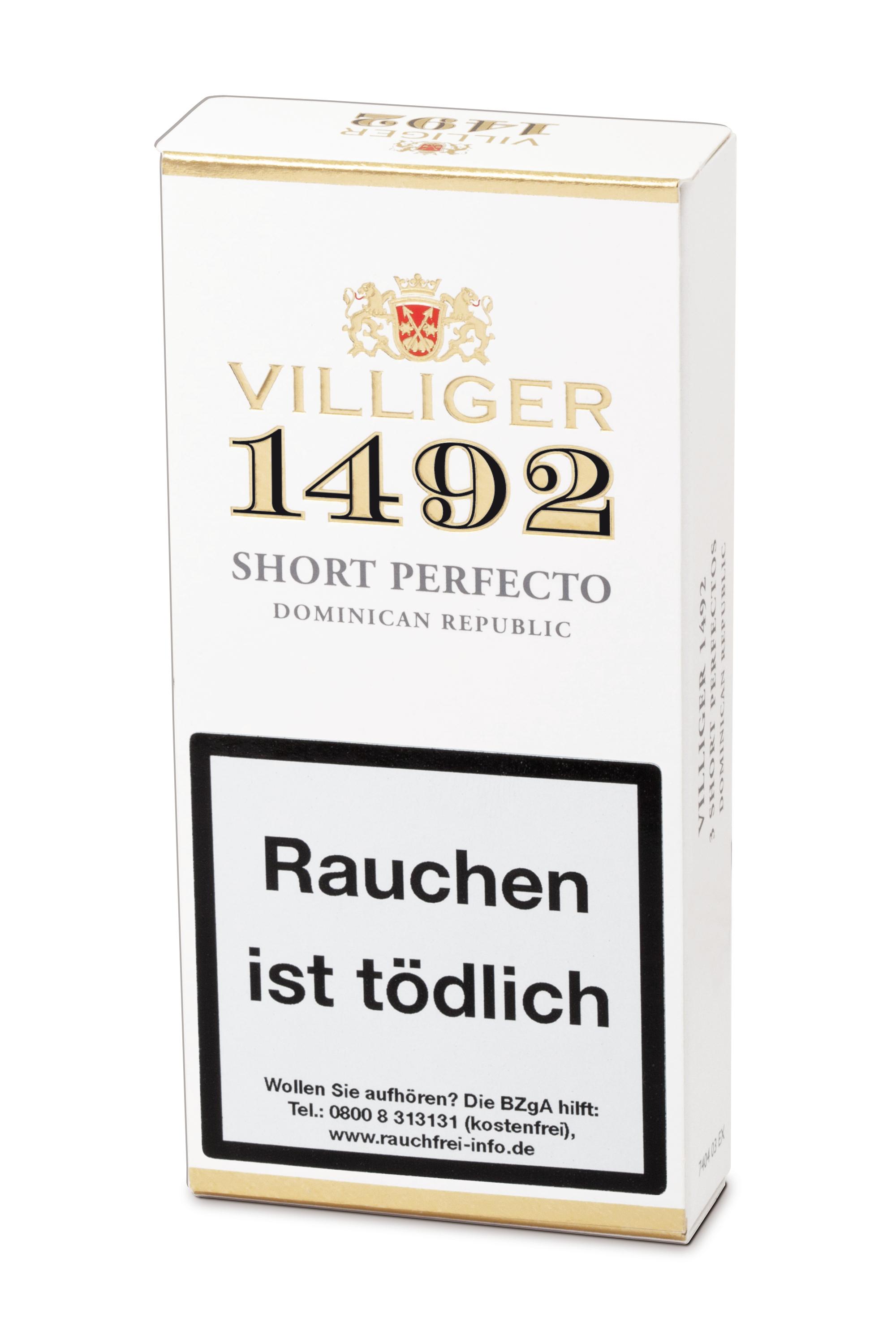Villiger Zigarren 1492 Short Perfecto 1 Packung 3 Stück