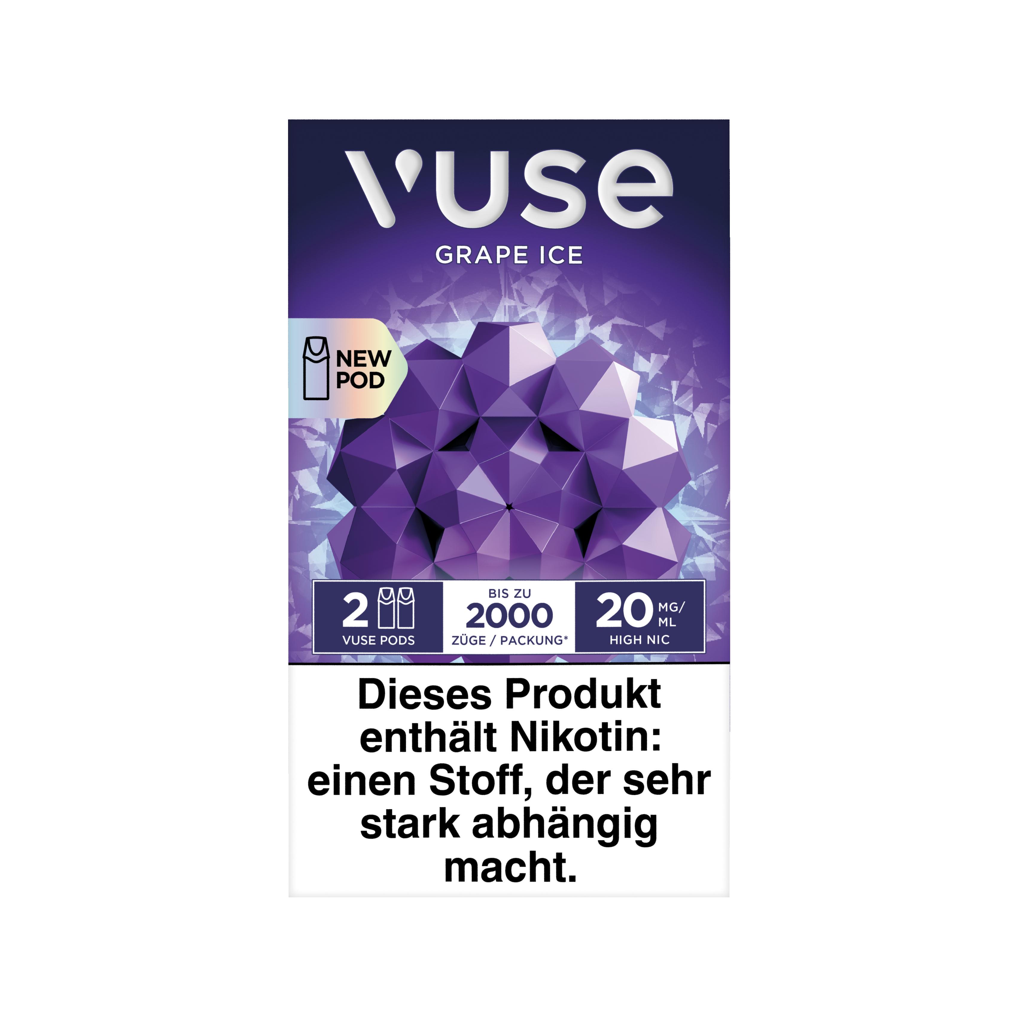 Lila Packung Vuse Pod 20mg von Vuse mit 2 Stück Inhalt.