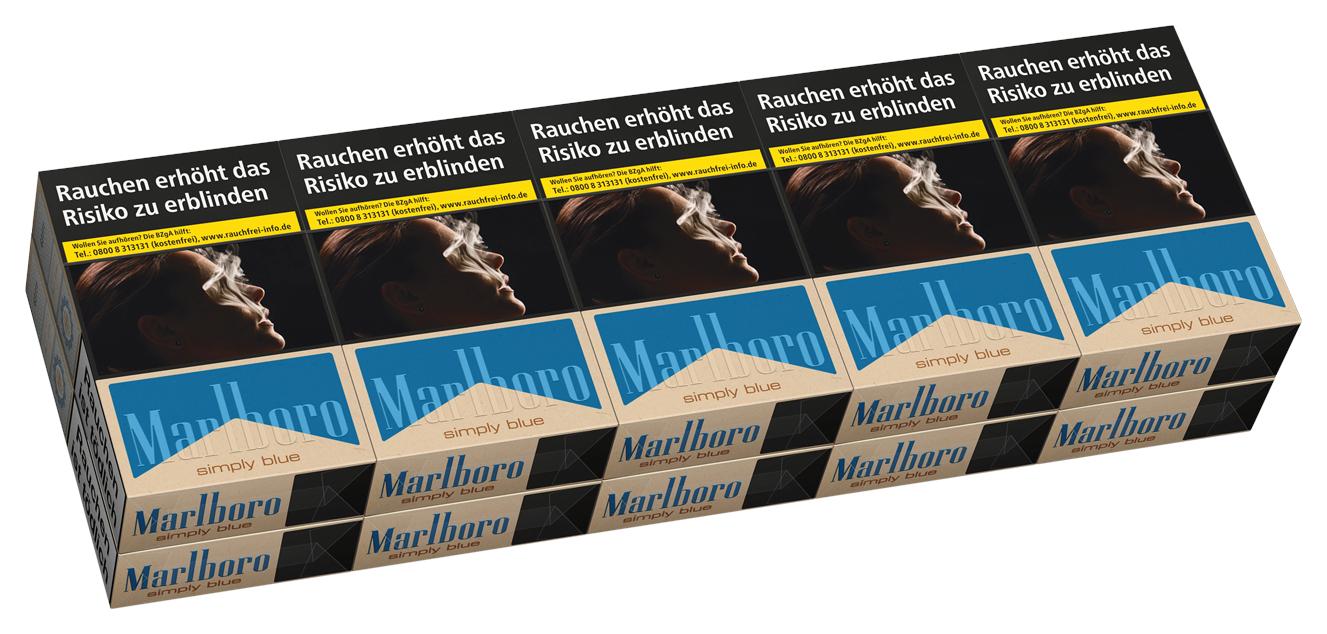 Marlboro Simply Blue Zigaretten Stange ohne Zusatzstoffe mit 10 Packungen á 20 Stück.