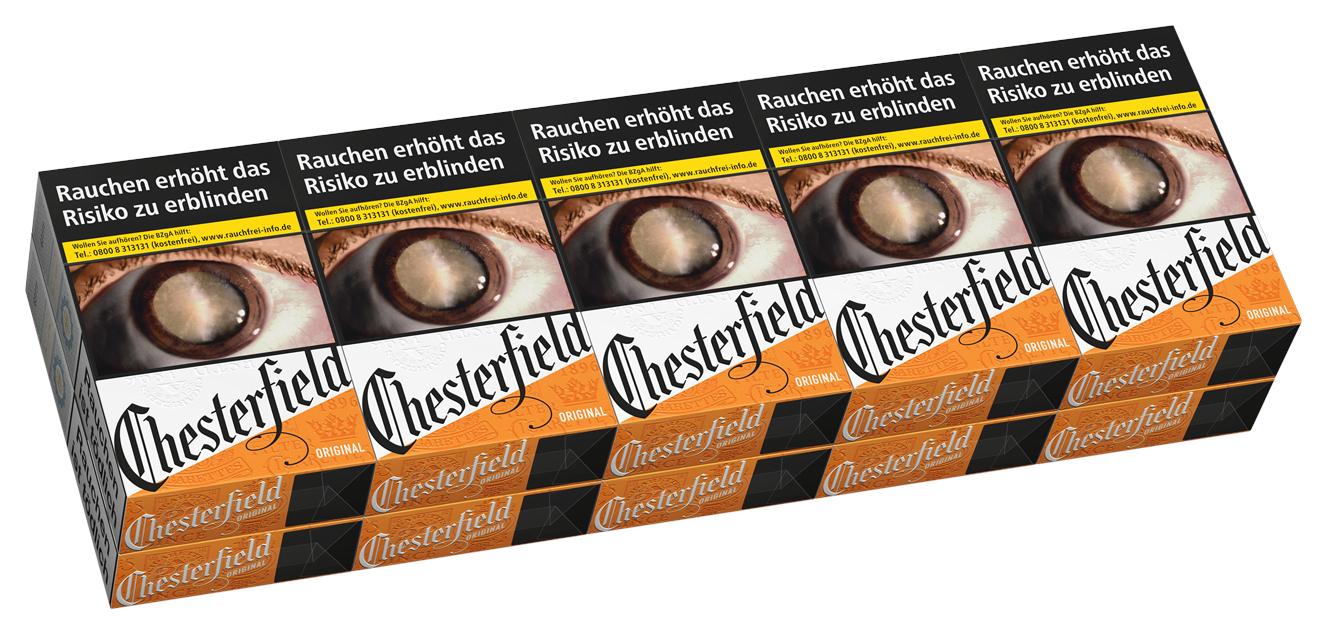 Chesterfield Original Zigaretten in der Stange mit 10 Packungen zu je 20 Stück, hergestellt aus einer American Blend Tabakmischung.