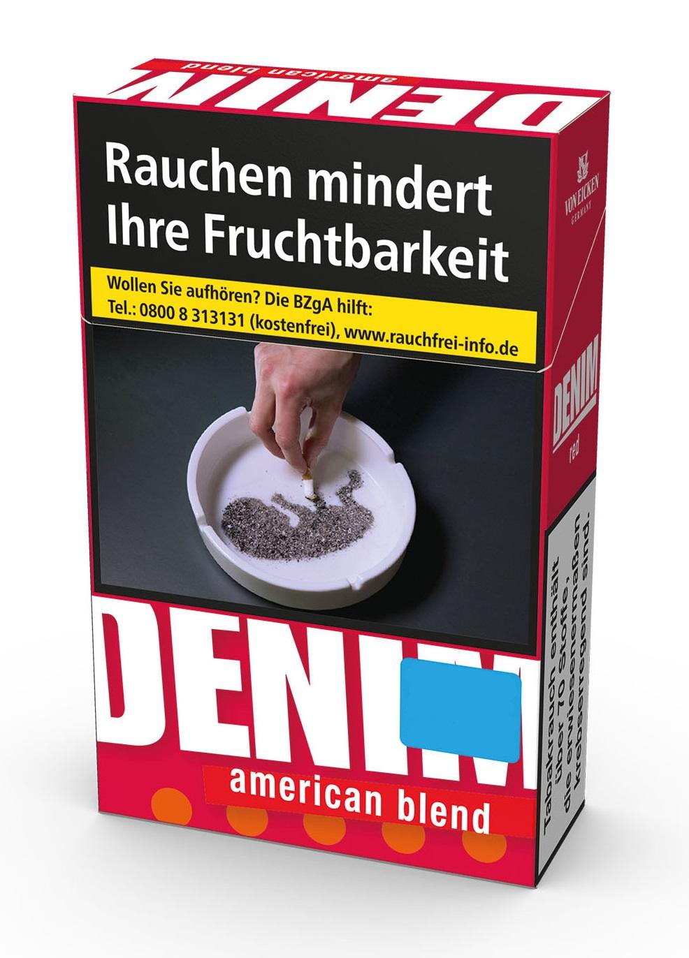 Denim Zigaretten Red L Packung mit 20 Stück, eine kräftigere American Blend Mischung von Von Eicken.