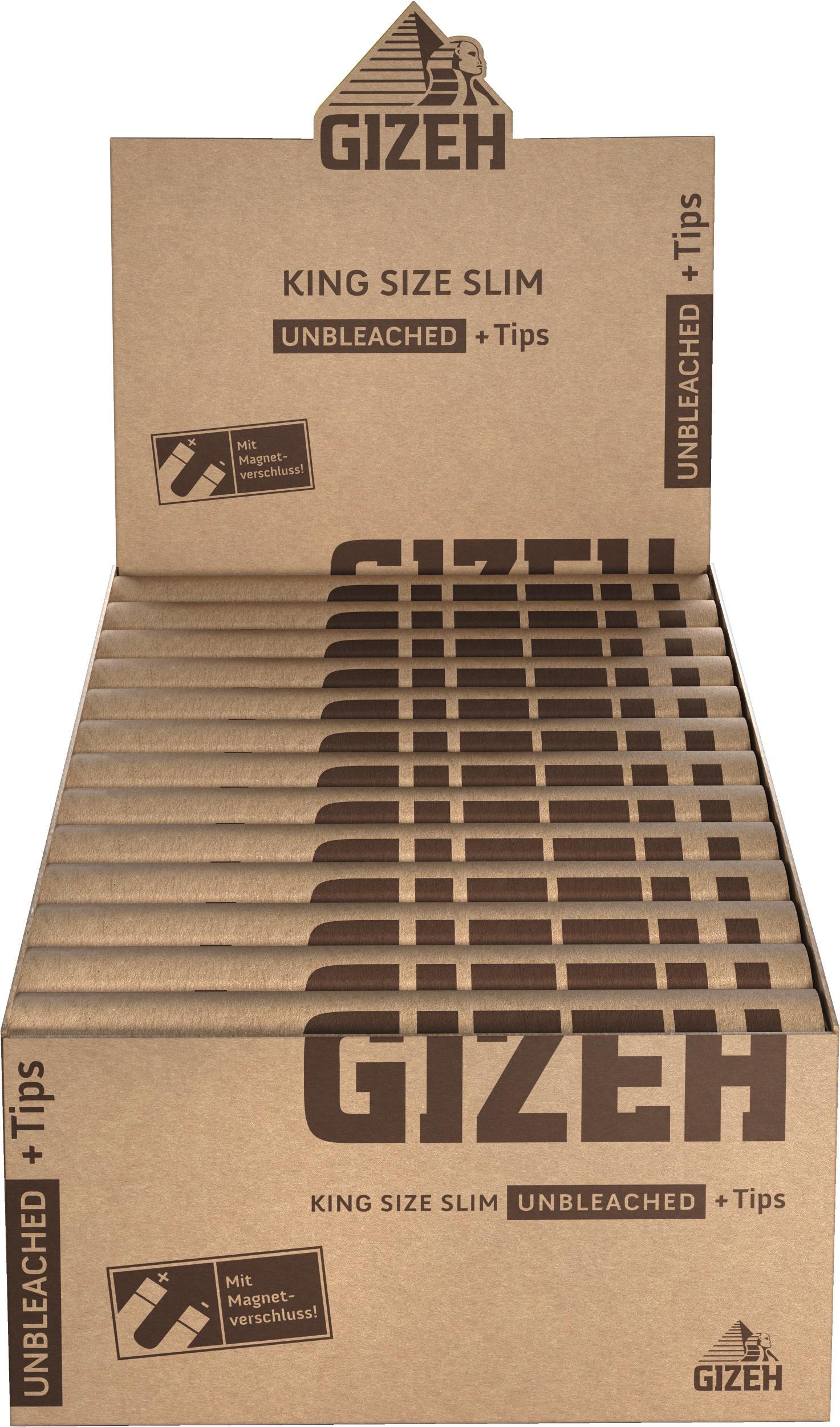 Gizeh Brown King Size Slim + Tips 1 Stange 26x34 Stück