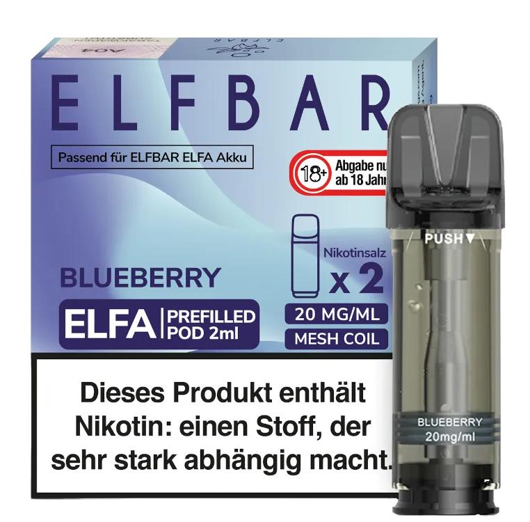 Elfbar ELFA Pod 20 mg/ml im Doppelpack, inklusive zwei vorgefüllter Liquid-Pods für das ELFA Akku-System mit Mesh-Coil-Technologie.