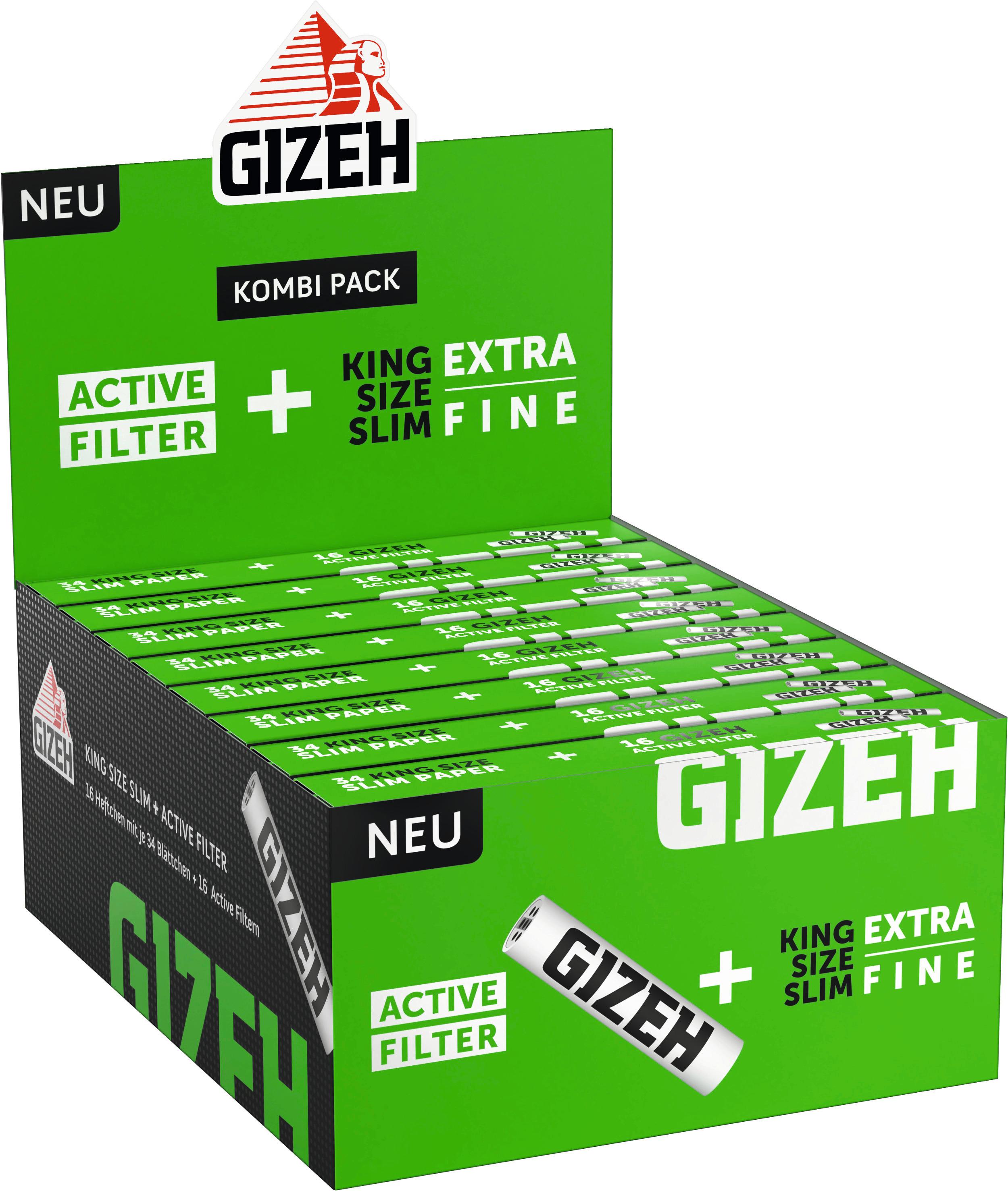 Gizeh Black King Size Slim + Active Filter 1 Stange 16x34 Stück