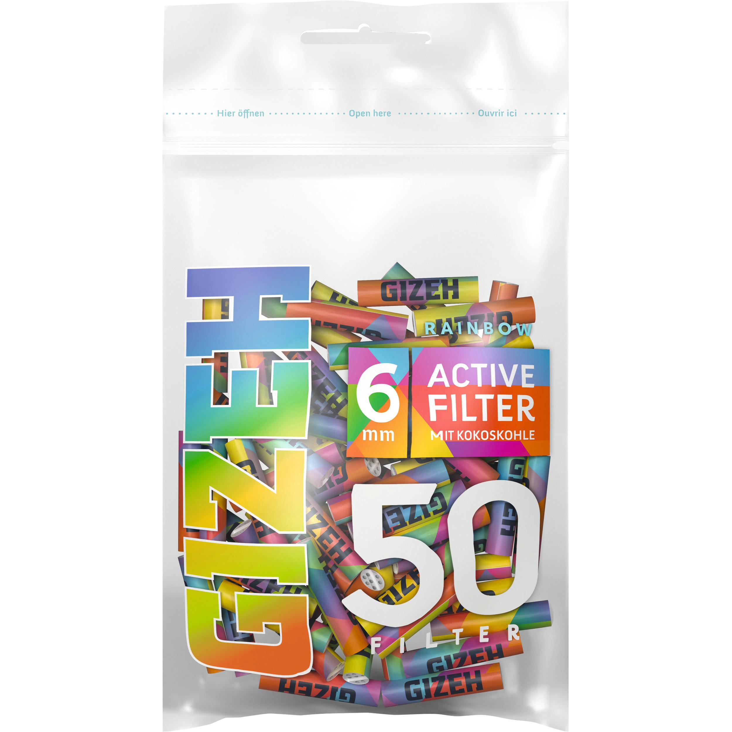 Gizeh Rainbow Active Filter 1 Packung 50 Stück