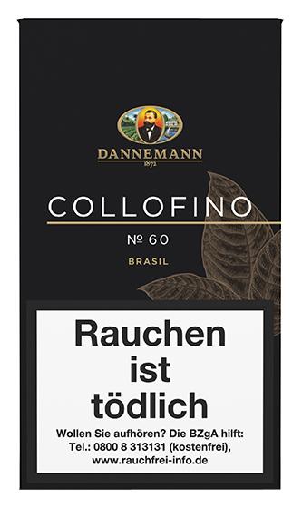 Schwarze Packung Dannemann Collofino No. 60 Brasil Zigarren mit goldener Logo-Prägung im Panatella-Format, bestehend aus 5 Stück.