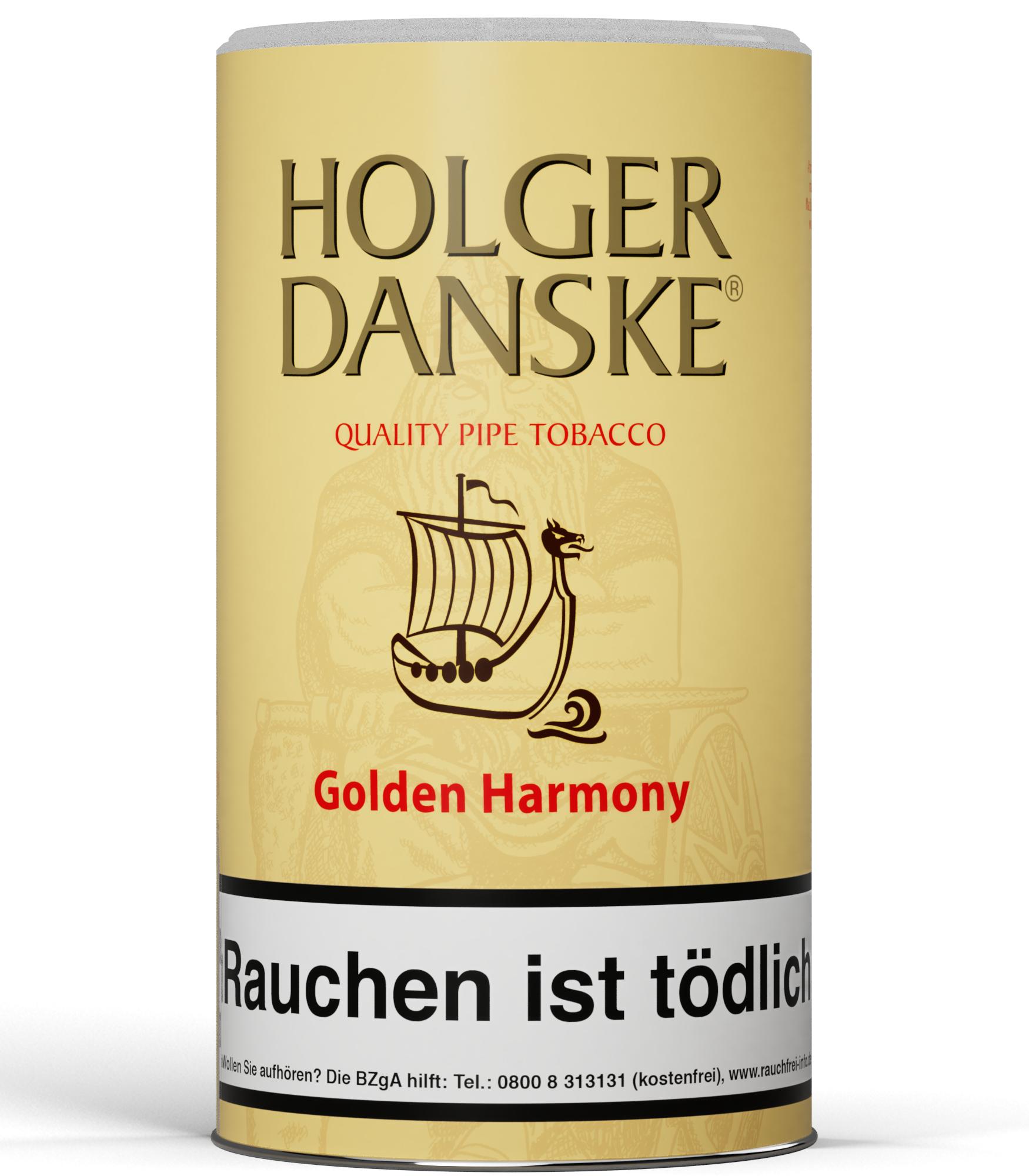 Gelbe Dose Holger Danske Pfeifentabak Golden Harmony 250 Gramm.