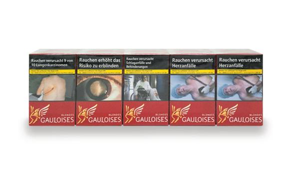 Eine Stange rote Gauloises mit 10 Packungen